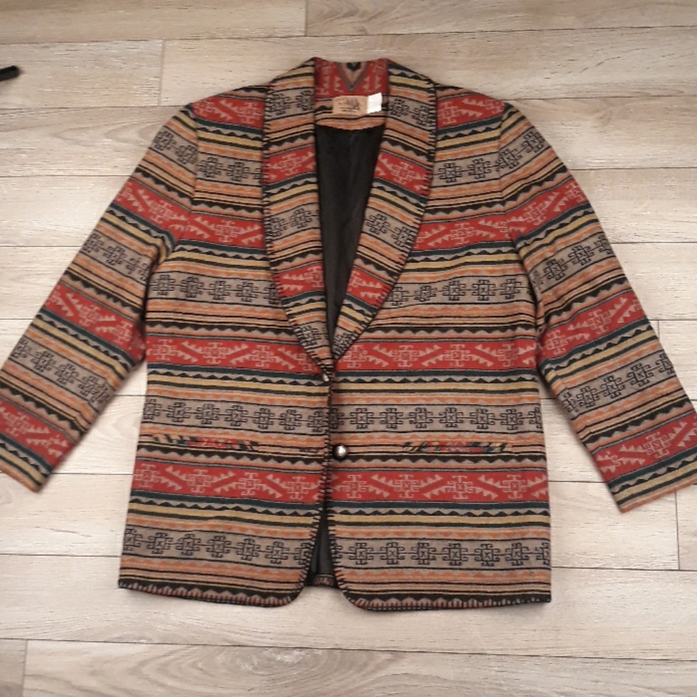 PENDLETON Knockabouts Aztec Tribal VTG‎ Womens Sz 14 Blazer Coat Jacket USA RARE